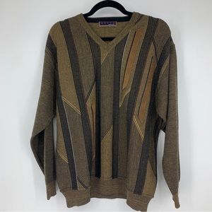Aeffe mens small‎ sweater pullover Italy Wool Blend Stripes Retro
